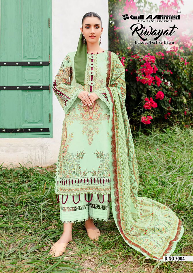 Riwayat Vol 7 By Gull A Ahmed Lawn Cotton Pakistani Dress Material Suppliers In India
